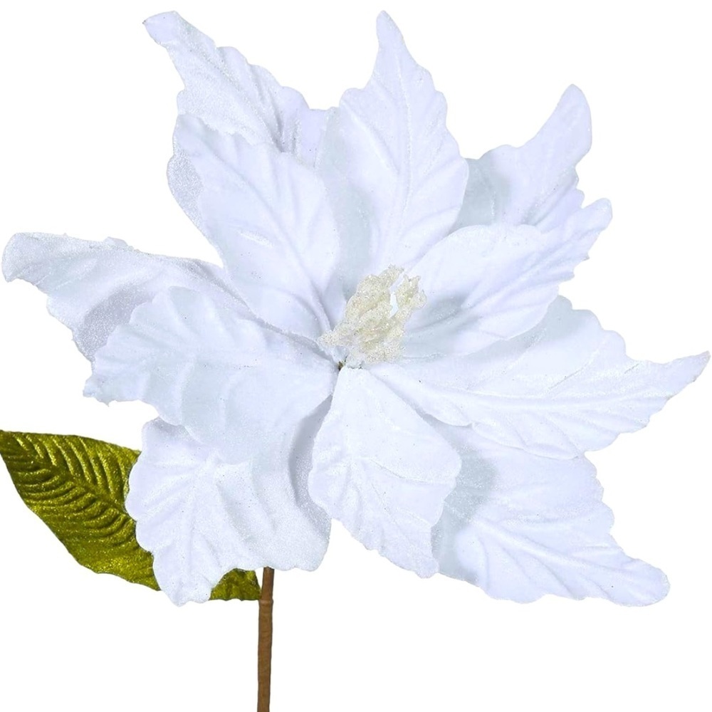 Vickerman 6 PackagePoinsettias White 12” Flower by 22” Stem Home Decor N…​​
